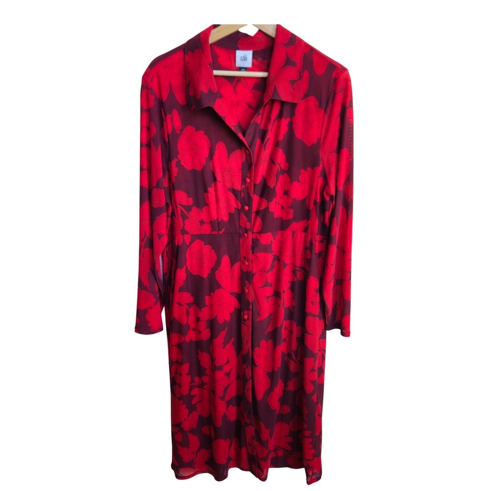 Cabi Floral Fire Mesh Midi Maxi Sz Large‎ Seductive Sophisticated Workwear Sheer
